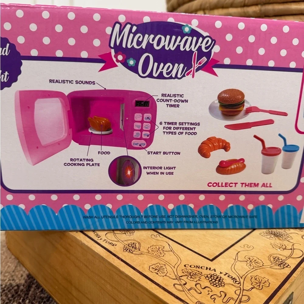 New Kids 18 Pc Electronic Microwave, Pretend Food & Utensils Kitchen Play Set